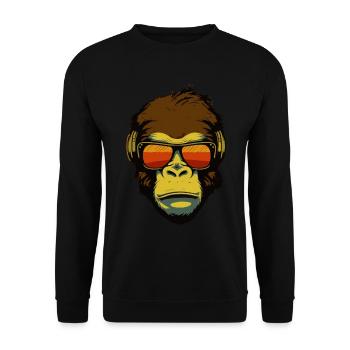 Cool monkey with sunglasses and headphones - Unisex Sweatshirt - black - Front - Alina (178cm) & Michal (187cm)