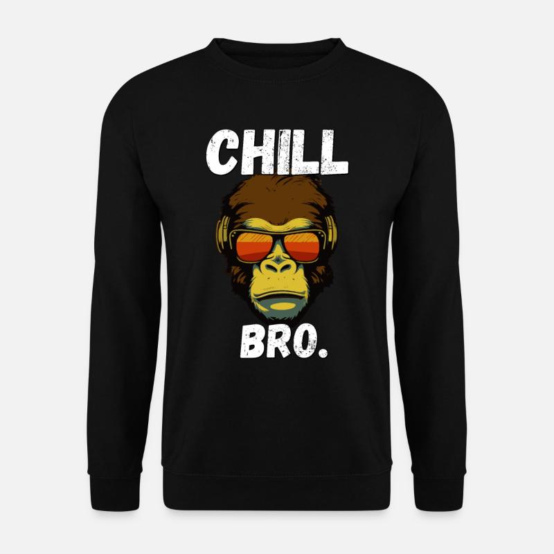 Chill Bro Affe mit Sonnenbrille Lustiges Outfit - Unisex Pullover - Schwarz