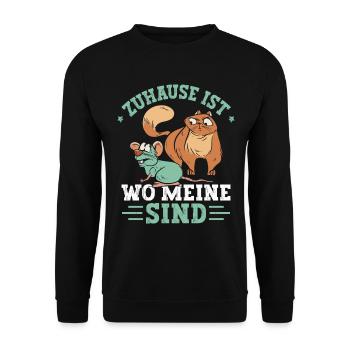 Zuhause ist wo meine Haustiere sind - Unisex Pullover - Schwarz - Vorne - Alina (178cm) & Michal (187cm)