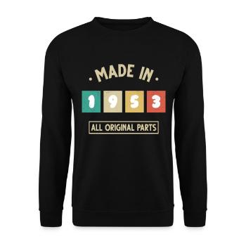 1953 Vintage Geburtstagsgeschenk 1953 - Unisex Pullover - Schwarz - Vorne - Alina (178cm) & Michal (187cm)