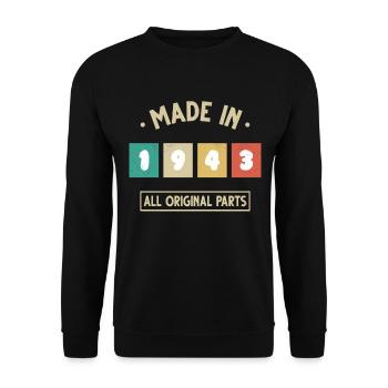 1943 Vintage Geburtstagsgeschenk 1943 - Unisex Pullover - Schwarz - Vorne - Alina (178cm) & Michal (187cm)