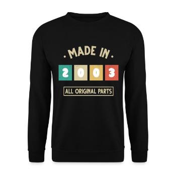 Jahrgang 2003 Geburtstagsgeschenk 2003 - Unisex Pullover - Schwarz - Vorne - Alina (178cm) & Michal (187cm)