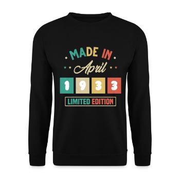 Vintage Nées En Avril 1933 Cadeau D'anniversaire - Sweat-shirt Unisexe - noir - Devant - Alina (178cm) & Michal (187cm)
