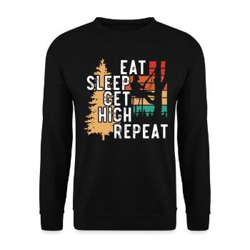 Eat Sleep Get High Wiederholen Sie Arboriculture A - Unisex Pullover - Schwarz - Vorne - Alina (178cm) & Michal (187cm)