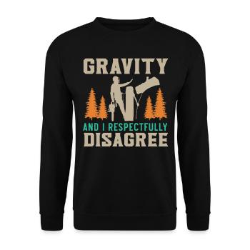 Schwerkraft und ich respektvoll widersprechen Arbo - Unisex Pullover - Schwarz - Vorne - Alina (178cm) & Michal (187cm)
