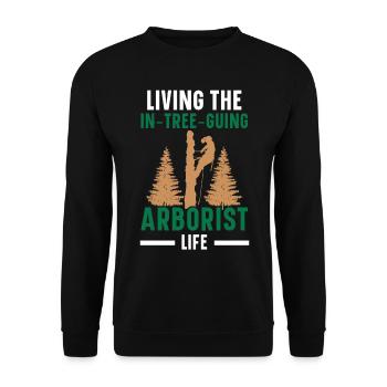 Das Leben eines Baumpflegers in den Bäumen Arboris - Unisex Pullover - Schwarz - Vorne - Alina (178cm) & Michal (187cm)