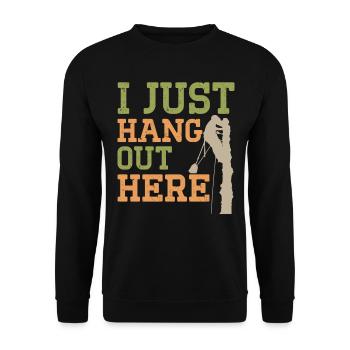 Ich hänge hier nur rum Baumpfleger Baumpfleger - Unisex Pullover - Schwarz - Vorne - Alina (178cm) & Michal (187cm)