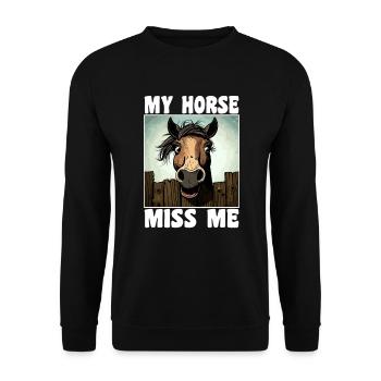 Lustiger Pferde Spruch - Unisex Pullover - Schwarz - Vorne - Alina (178cm) & Michal (187cm)