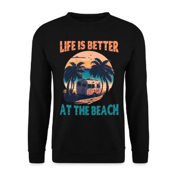 La vie est meilleure à la plage - Rétro - Sweat-shirt Unisexe - noir - Devant - Alina (178cm) & Michal (187cm)