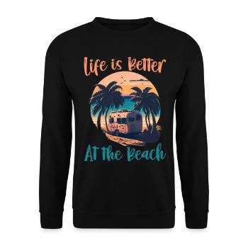 La vie est meilleure à la plage - Rétro - Sweat-shirt Unisexe - noir - Devant - Alina (178cm) & Michal (187cm)