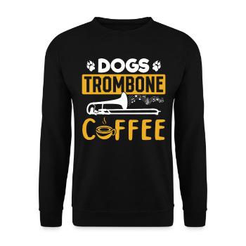 Dog Trombone Coffee Trombonist And Dog Lover Tromb - Unisex Sweatshirt - black - Front - Alina (178cm) & Michal (187cm)