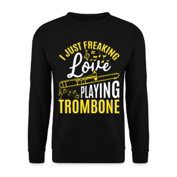 I Just Freaking Love Playing Trombone Trombone Mus - Unisex Sweatshirt - black - Front - Alina (178cm) & Michal (187cm)