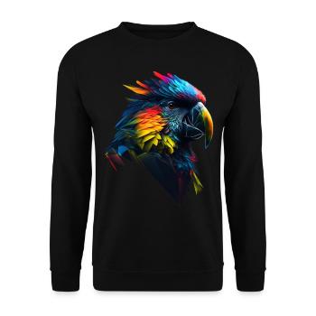 Papagei Vogel Bunt Vogelmotiv Geschenk Tier - Unisex Pullover - Schwarz - Vorne - Alina (178cm) & Michal (187cm)