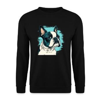 Style de bande dessinée Boston terrier - Sweat-shirt Unisexe - noir - Devant - Alina (178cm) & Michal (187cm)