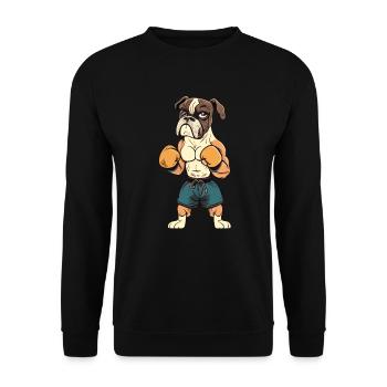 Dog and Boxer fun cartoon - Unisex Sweatshirt - black - Front - Alina (178cm) & Michal (187cm)