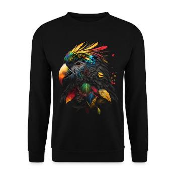 Papagei Vogel Bunt Vogelmotiv Geschenk Tier - Unisex Pullover - Schwarz - Vorne - Alina (178cm) & Michal (187cm)