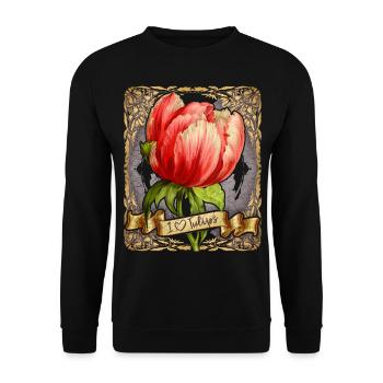 Vintage Tulpe, botanische Blumen Illustration - Unisex Pullover - Schwarz - Vorne - Alina (178cm) & Michal (187cm)