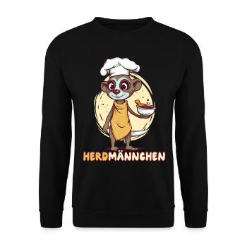 Herdmännchen Erdmännchen Koch - Unisex Pullover - Schwarz - Vorne - Alina (178cm) & Michal (187cm)