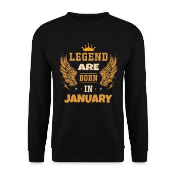 Die im Januar geborene Legende als Geburtstagsgeschenk - Unisex Pullover - Schwarz - Vorne - Alina (178cm) & Michal (187cm)