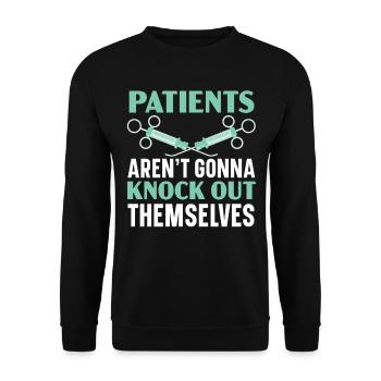 Patients will not self-numb - Unisex Sweatshirt - black - Front - Alina (178cm) & Michal (187cm)