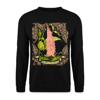 Alte botanische Illustration Schmetterlingsflieder - Unisex Pullover - Schwarz - Vorne - Alina (178cm) & Michal (187cm)