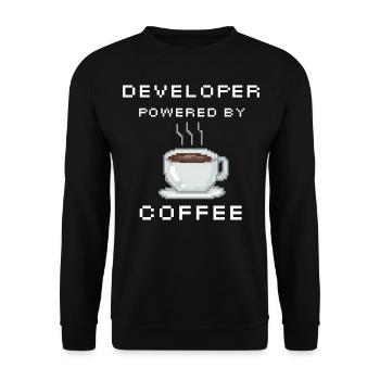 Developer powered by Coffee - Unisex Pullover - Schwarz - Vorne - Alina (178cm) & Michal (187cm)