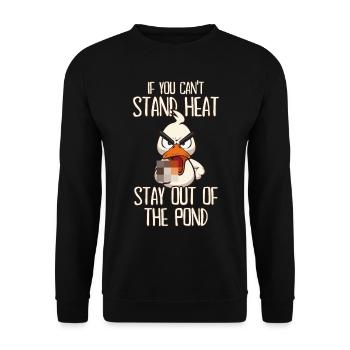 Stay Out Motherducker Duck avec un doigt d’honneur - Sweat-shirt Unisexe - noir - Devant - Alina (178cm) & Michal (187cm)
