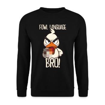 Fowl Language Lustige Ente mit Mittelfinger Spruch - Unisex Pullover - Schwarz - Vorne - Alina (178cm) & Michal (187cm)
