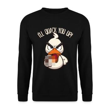 Quack You Up Drôle de canard avec un majeur - Sweat-shirt Unisexe - noir - Devant - Alina (178cm) & Michal (187cm)