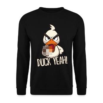 Duck yes! Funny duck with middle finger - Unisex Sweatshirt - black - Front - Alina (178cm) & Michal (187cm)