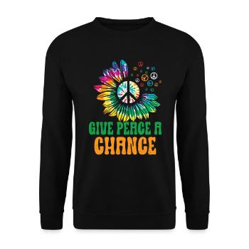 Hippie Peace Sign Peace Flowers Flower Child - Sweat-shirt Unisexe - noir - Devant - Alina (178cm) & Michal (187cm)