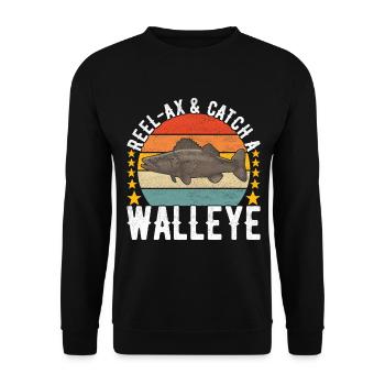Pêcheurs à la ligne de pêche au doré jaune - Sweat-shirt Unisexe - noir - Devant - Alina (178cm) & Michal (187cm)