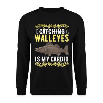 Pêcheurs à la ligne de pêche au doré jaune - Sweat-shirt Unisexe - noir - Devant - Alina (178cm) & Michal (187cm)