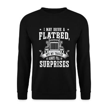 Pritschenwagenfahrer Lkw-Fahrer - Unisex Pullover - Schwarz - Vorne - Alina (178cm) & Michal (187cm)