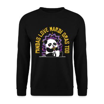 Mardi Gras Carnival Panda Mask Parade Costume - Unisex Sweatshirt - black - Front - Alina (178cm) & Michal (187cm)