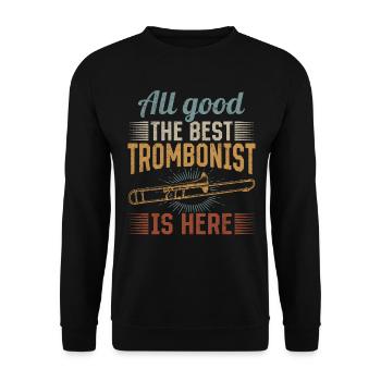Tout va bien Le meilleur tromboniste est ici Trombone Musi - Sweat-shirt Unisexe - noir - Devant - Alina (178cm) & Michal (187cm)
