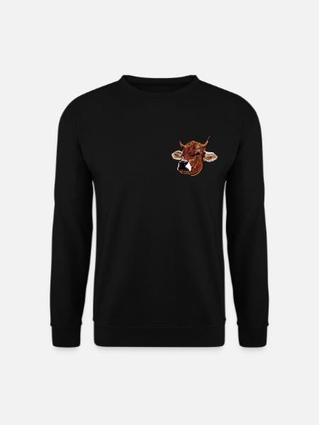 Kuh Bauernhof Motiv Aufdruck - Unisex Pullover - Schwarz