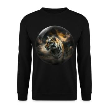Tiger Glas Kugel Wolke Raubkatze Geschenk Kunst - Unisex Pullover - Schwarz - Vorne - Alina (178cm) & Michal (187cm)