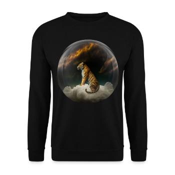 Tiger Glas Kugel Wolke Raubkatze Geschenk Kunst - Unisex Pullover - Schwarz - Vorne - Alina (178cm) & Michal (187cm)