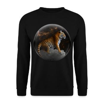 Tiger Glass Animal Cloud Big Cat Gift Art - Unisex Sweatshirt - black - Front - Alina (178cm) & Michal (187cm)