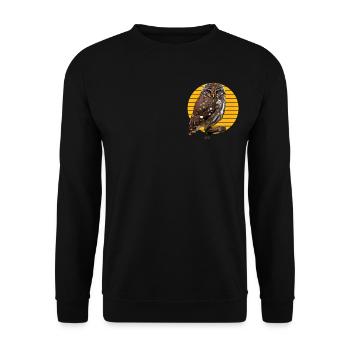 Eule Tierwelt Waldtier wildes Tier Motiv - Unisex Pullover - Schwarz - Vorne - Alina (178cm) & Michal (187cm)