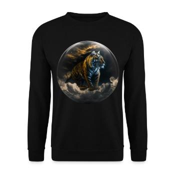 Tiger Glas Kugel Wolke Raubkatze Geschenk Kunst - Unisex Pullover - Schwarz - Vorne - Alina (178cm) & Michal (187cm)