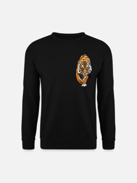 Tiger Kunst Tigerkopf Tiermotiv mit Wildtieren - Unisex Pullover - Schwarz
