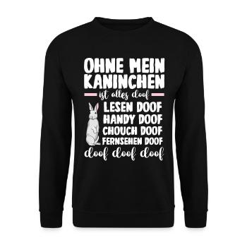 Nagetier Hase Kaninchen - Unisex Pullover - Schwarz - Vorne - Alina (178cm) & Michal (187cm)