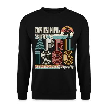 April 1986 anniversary April 1986 gift 1986 - Unisex Sweatshirt - black - Front - Alina (178cm) & Michal (187cm)