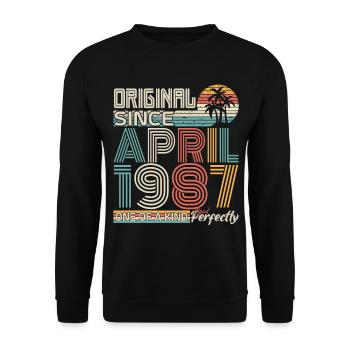 April 1987 anniversary April 1987 gift 1987 - Unisex Sweatshirt - black - Front - Alina (178cm) & Michal (187cm)