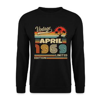 Avril 1969 Anniversaire Avril 1969 Avril - Sweat-shirt Unisexe - noir - Devant - Alina (178cm) & Michal (187cm)