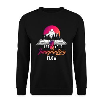Space River Mountain Imagination - Unisex Pullover - Schwarz - Vorne - Alina (178cm) & Michal (187cm)
