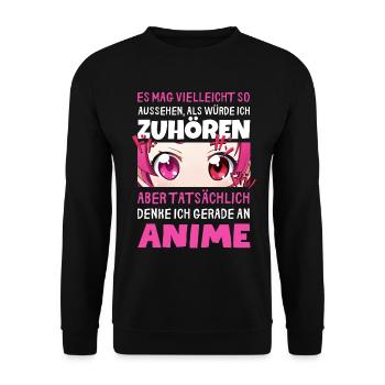 Sarkastisches Kawaii Statement für Manga-Liebhaber - Unisex Pullover - Schwarz - Vorne - Alina (178cm) & Michal (187cm)