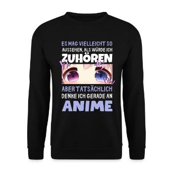 Sarkastisches Kawaii Statement für Manga-Liebhaber - Unisex Pullover - Schwarz - Vorne - Alina (178cm) & Michal (187cm)